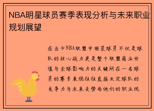 NBA明星球员赛季表现分析与未来职业规划展望
