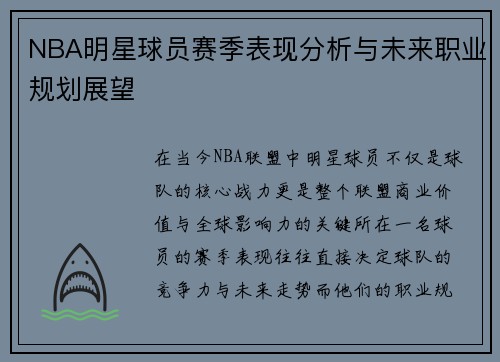 NBA明星球员赛季表现分析与未来职业规划展望