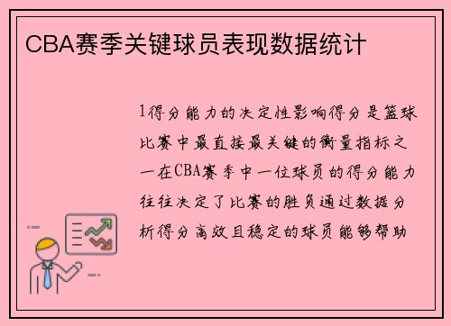 CBA赛季关键球员表现数据统计